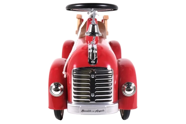 De voorzijde van de metalen loopauto