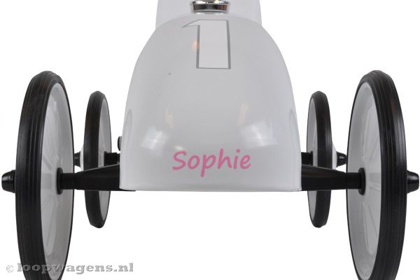 De naamsticker kan ook aan de achterkant.