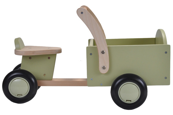 dialect maag bijkeuken Bandits & Angels Houten bakfiets little rider retro green | Loopwagens.nl