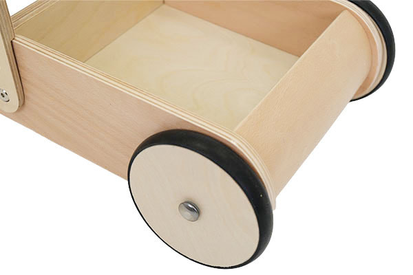 Houten wielen met rubberen rand