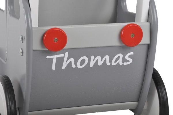 Witte naamsticker met eigen naam (optioneel verkrijgbaar).