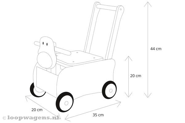 Het formaat van de I'm Toy loopwagen.