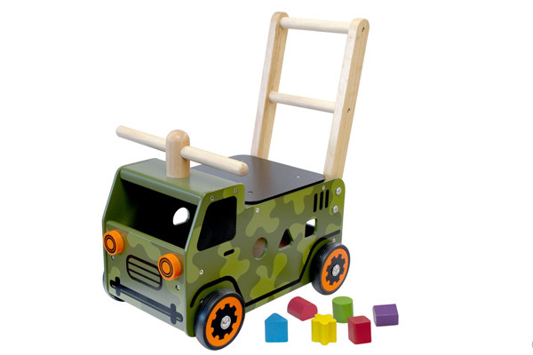 spoelen Zonder hoofd noedels I'm toy Houten Leger Truck | Loopwagens.nl