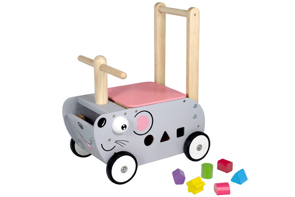 Houten loopwagen Muis van I'm Toy