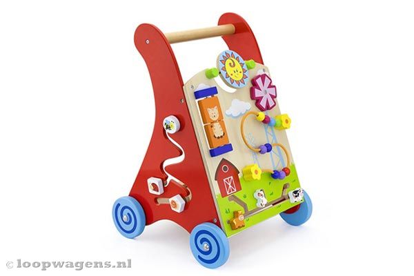 Loopwagen in vrolijke kleuren.