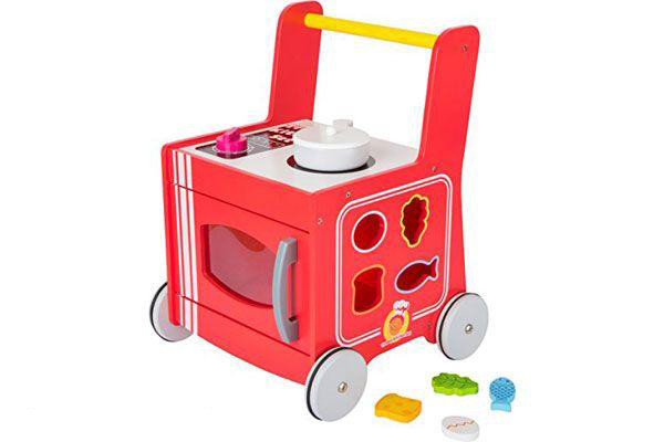 Houten keuken loopwagen.