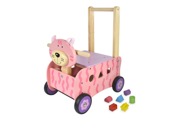Houten poes loopwagen van I'm Toy.